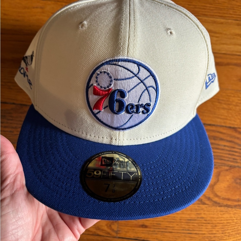 New Era 76ers Cream and Blue Hat NWT